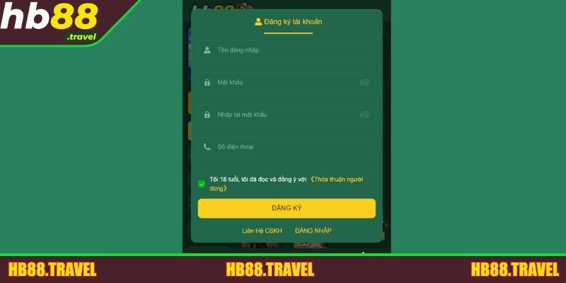 Điền thông tin đăng ký HB88 chính xác để kích hoạt nick